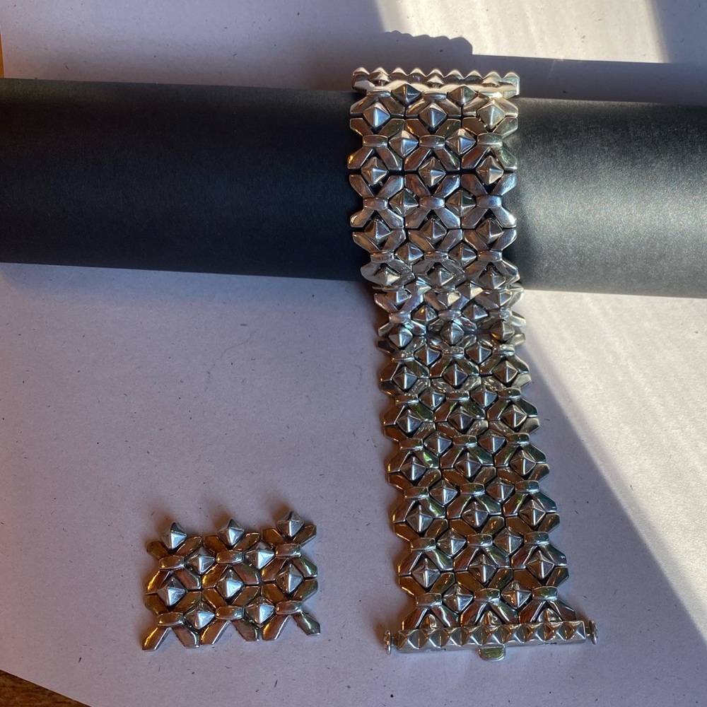 Rare 925 STEPHEN WEBSTER Vintage Solid Sterling Silver Woven Mesh Bracelet Cuff - Picture 6 of 9